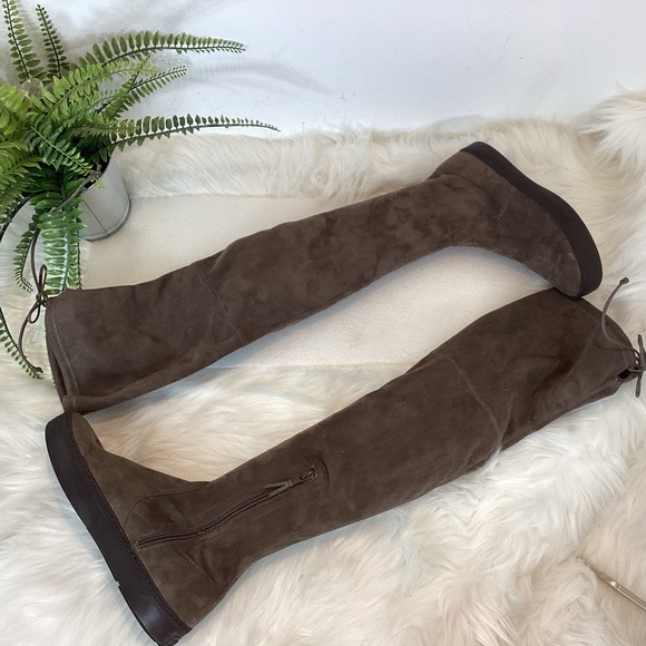 STUART WEITZMAN PLAYTIME BOHO SUEDE THIGH HIGH FLAT BOOTS TAUPE SZ 6 - Picture 9 of 14